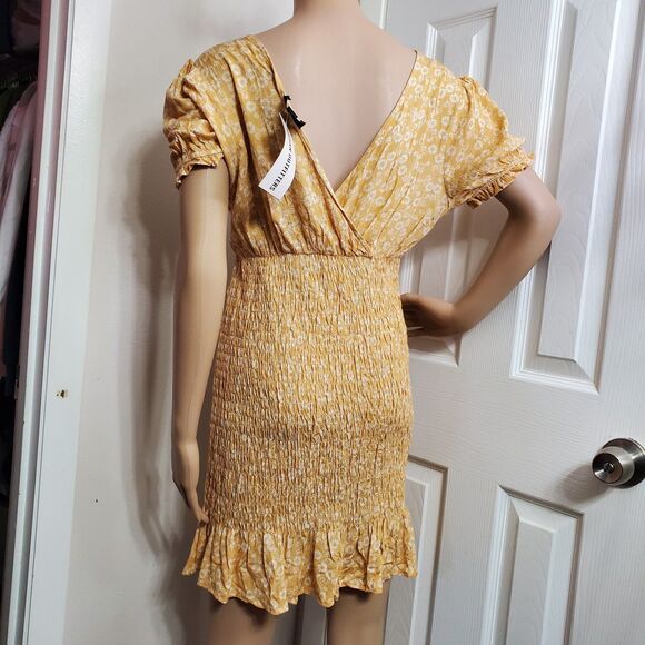 Lumiere‎ URBAN OUTFITTERS Floral Spring Summer Mini Dress Small S Yellow - Picture 6 of 8